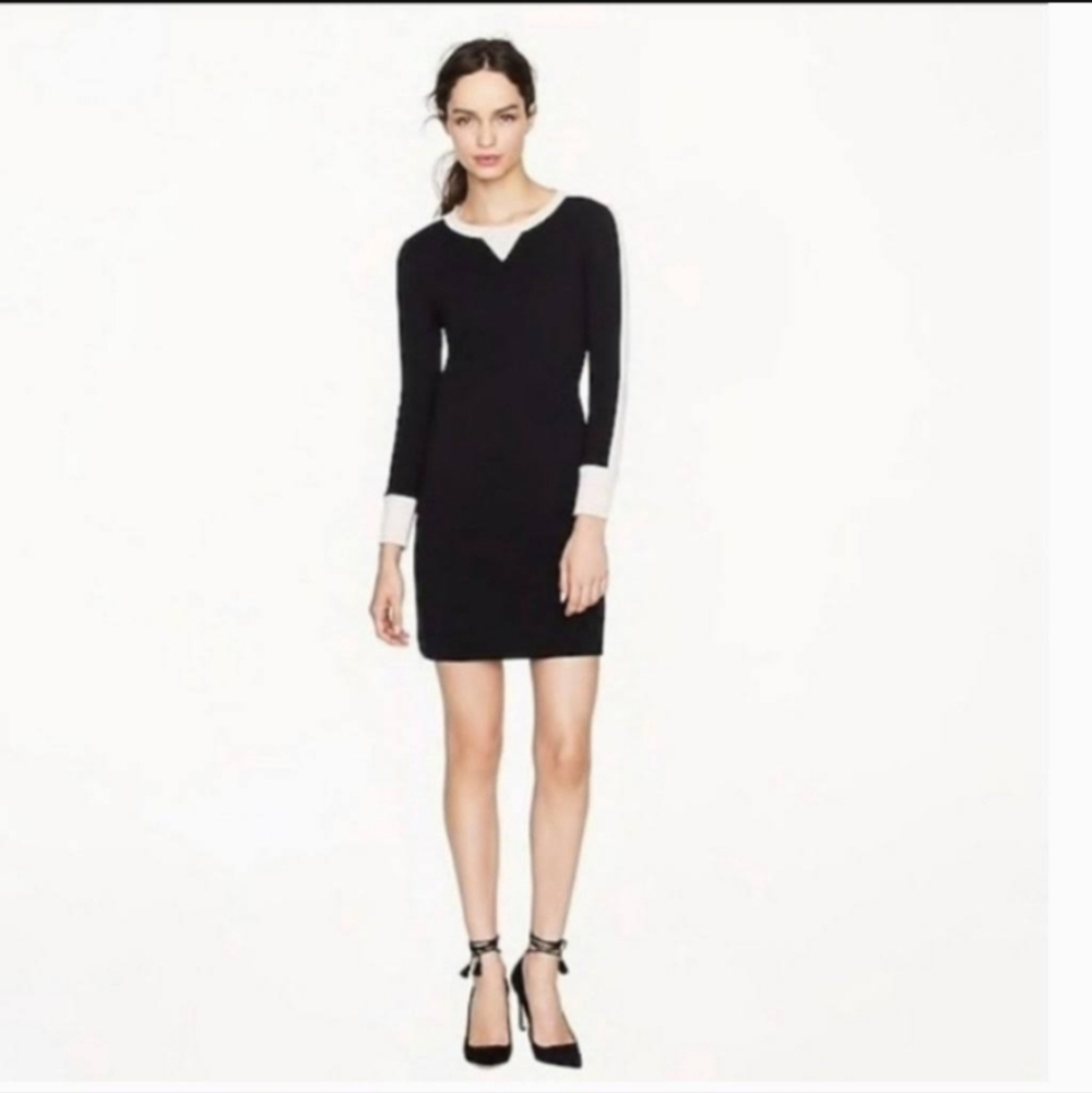 J. CREW SZ 00 pink black color black sweater dress wool blend